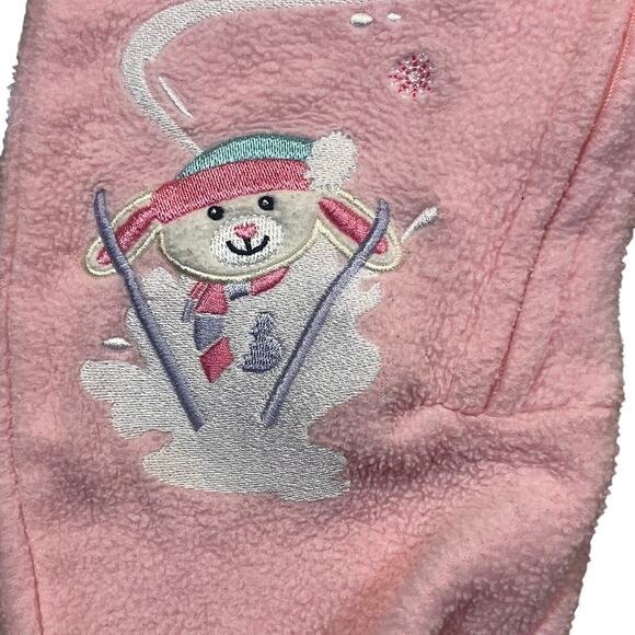 Vintage 90s Okie Doke Girl 2T Fleece Pajamas Months Sheep Snow Winter Soft - Picture 1 of 7